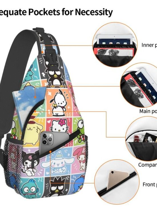 Sling Backpack Women Casual Geometric Crossbody Adjustable Strap Travel Pack main image 4